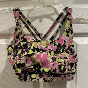 Lululemon Athletica Pink and Green Floral Sports Bra